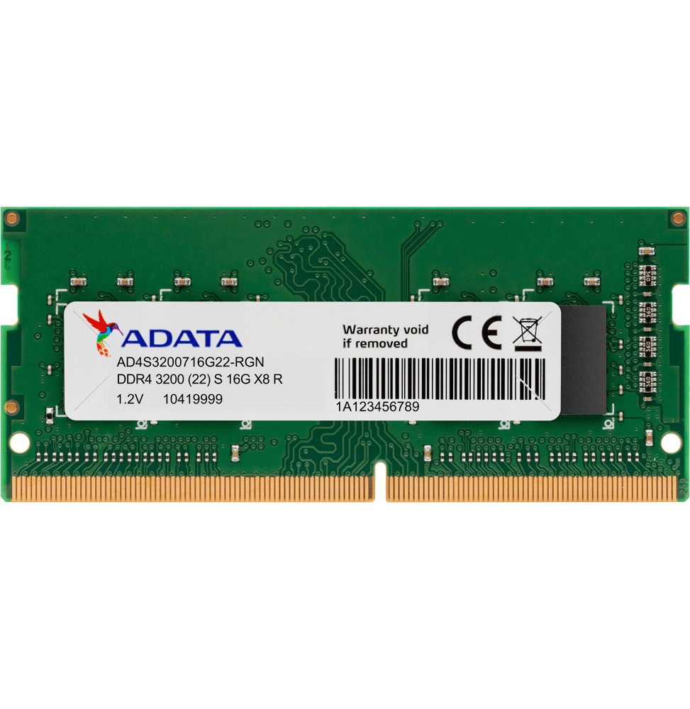 ADATA Barrette mémoire Laptop DDR4 2666 SO DIMM 8GB AD4S26668G19-SGN